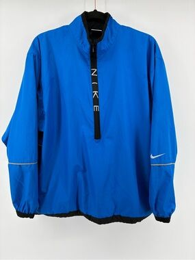 Vintage Nike Royal Blue Windbreaker Anorak with Black Trim Made in Philippines